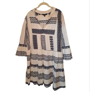msk black and white dress MSK Black & White Polka Dot Cold Shoulder A-Line Dress Women's Sz Small
